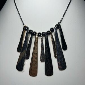 Gunmetal and Gold Abstract Goth Collar Necklace